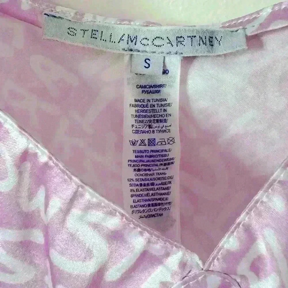 NWOT Stella McCartney x Ed Curtis Pink Graffiti Logo Cropped Silk  Cami Size S‎ - Picture 4 of 7